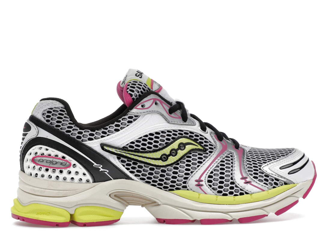 Vue 36 de Saucony ProGrid Triumph 4 White Fluo Pink
