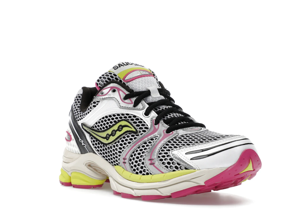 Vue 6 de Saucony ProGrid Triumph 4 White Fluo Pink