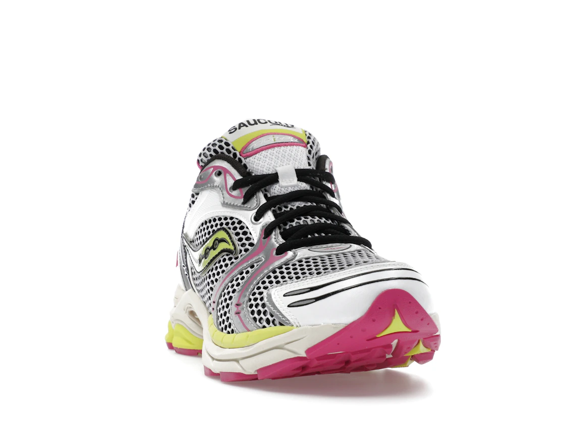 Vue 8 de Saucony ProGrid Triumph 4 White Fluo Pink