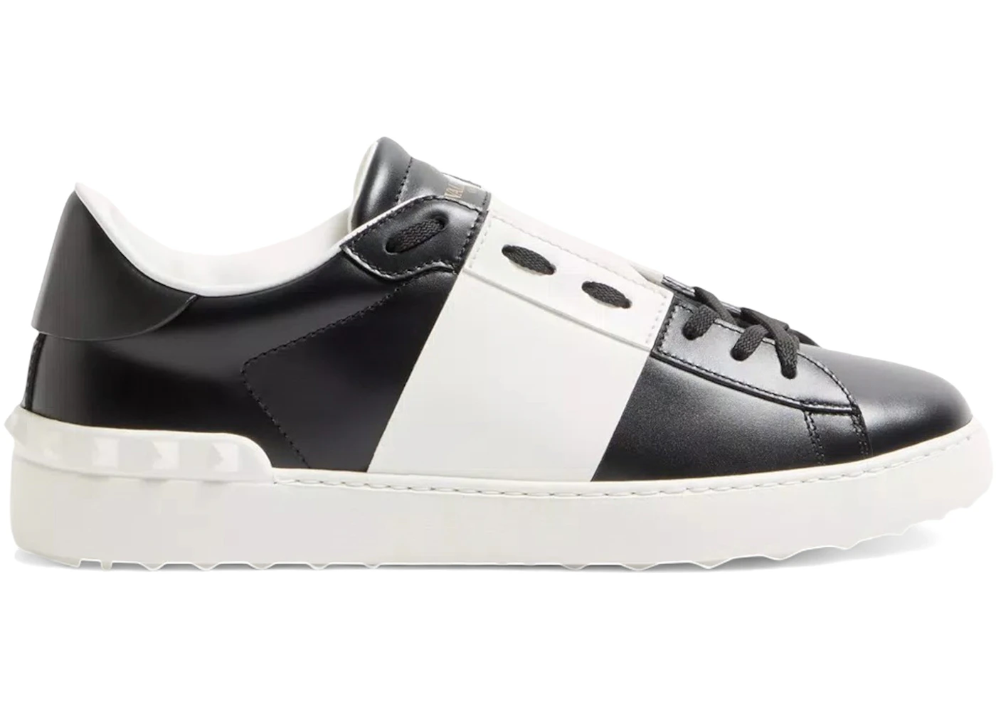 Valentino Calfskin Open Sneaker Black White Rockstud