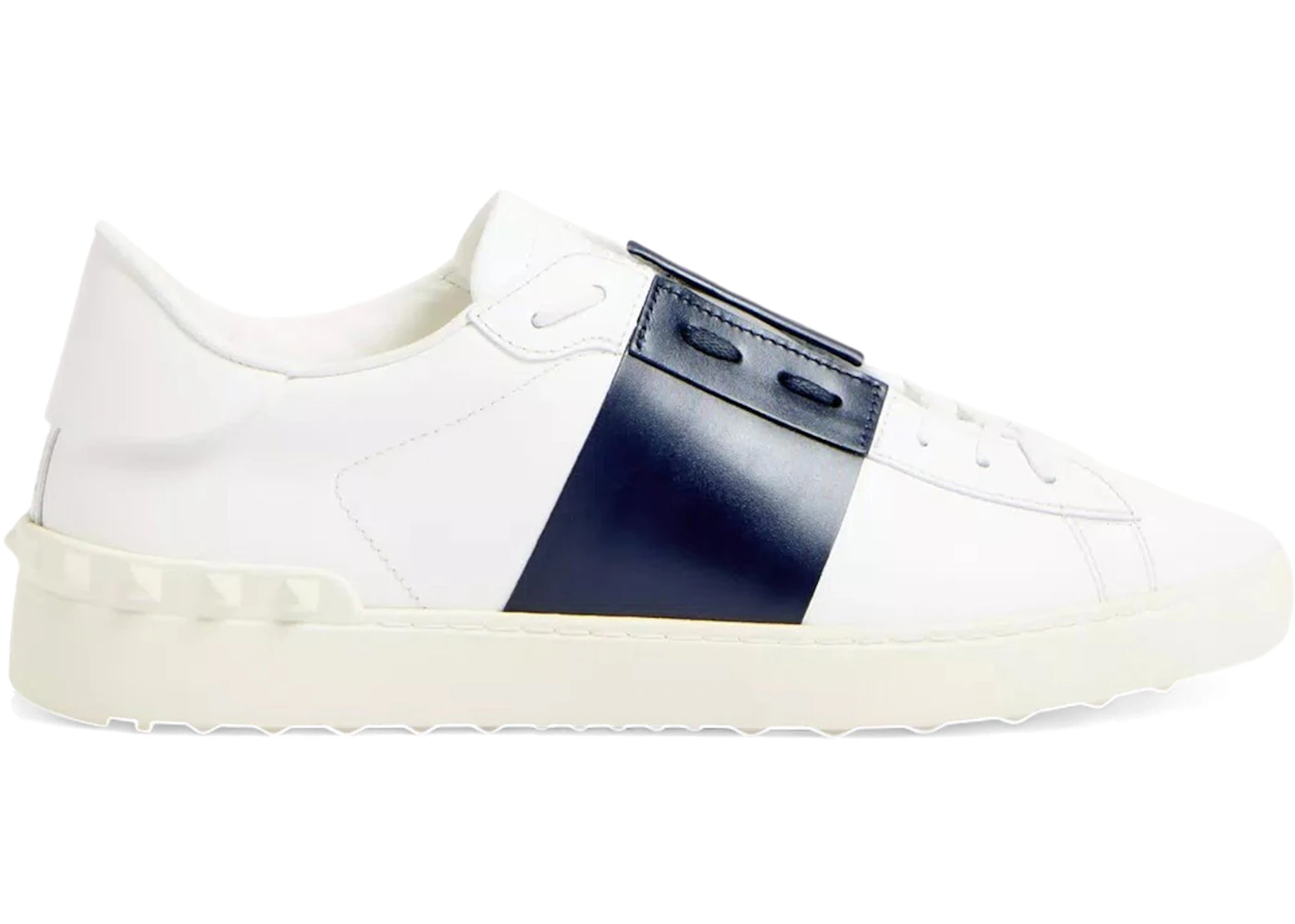 Valentino Calfskin Open Sneaker White Navy