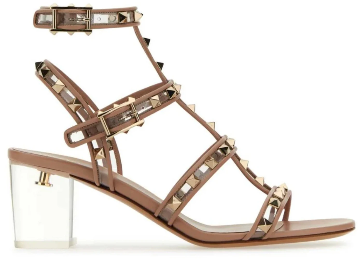 Valentino Garavani Rockstud Ankle Block-Heeled Sandals Pink 
