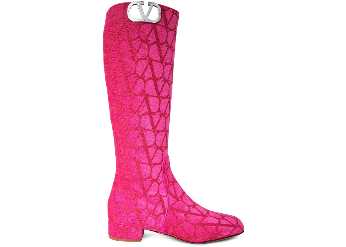 Valentino Garavani Toile Iconographe V-Logo Boot Pink 
