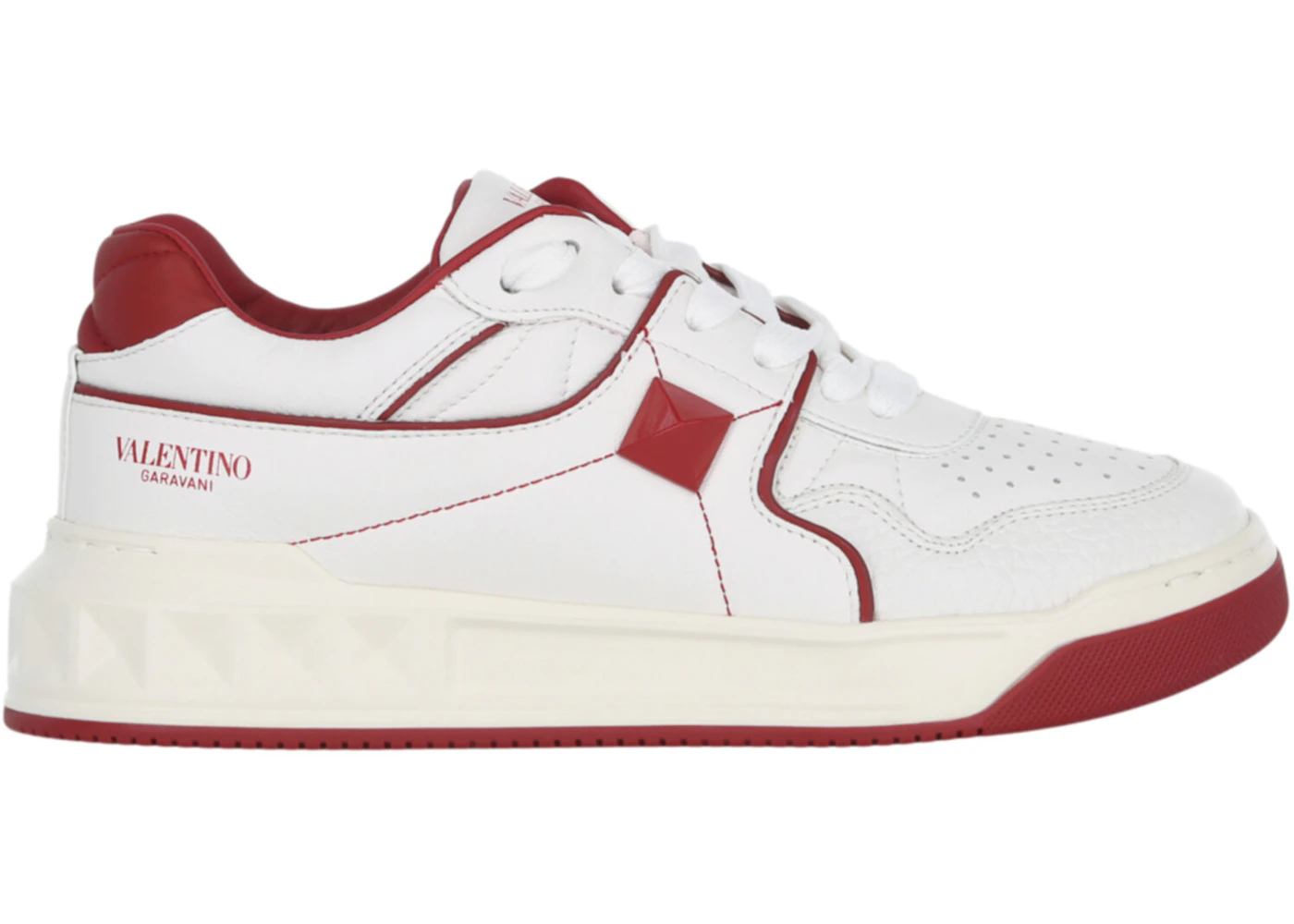 Valentino One Stud Low-Top White Red 