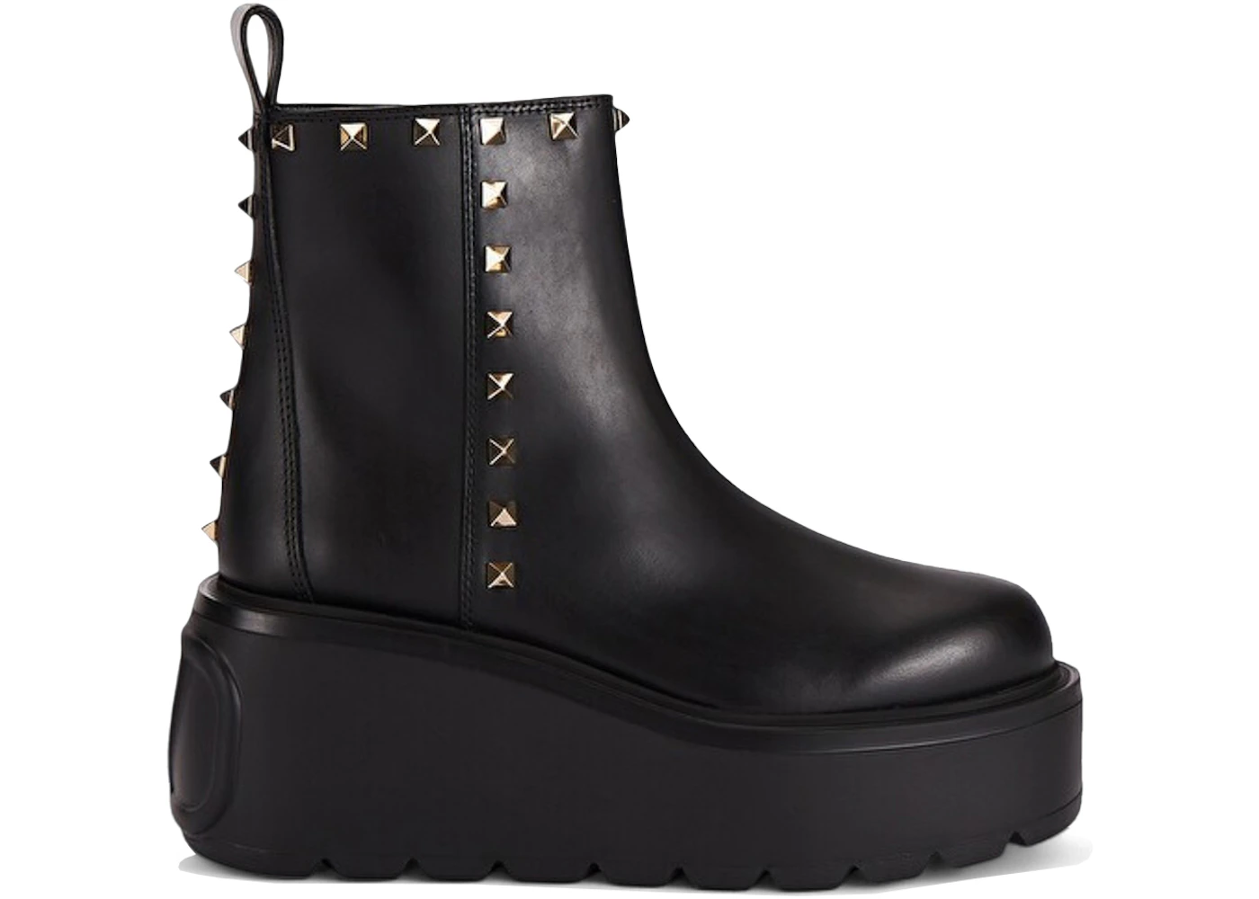 Valentino Platform Stud Ankle Boots Black 