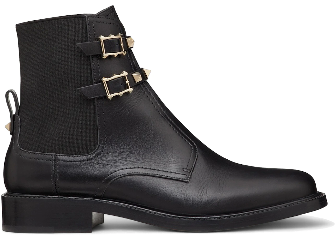 Valentino Rockstud Calfskin Studded Ankle Boots Black 