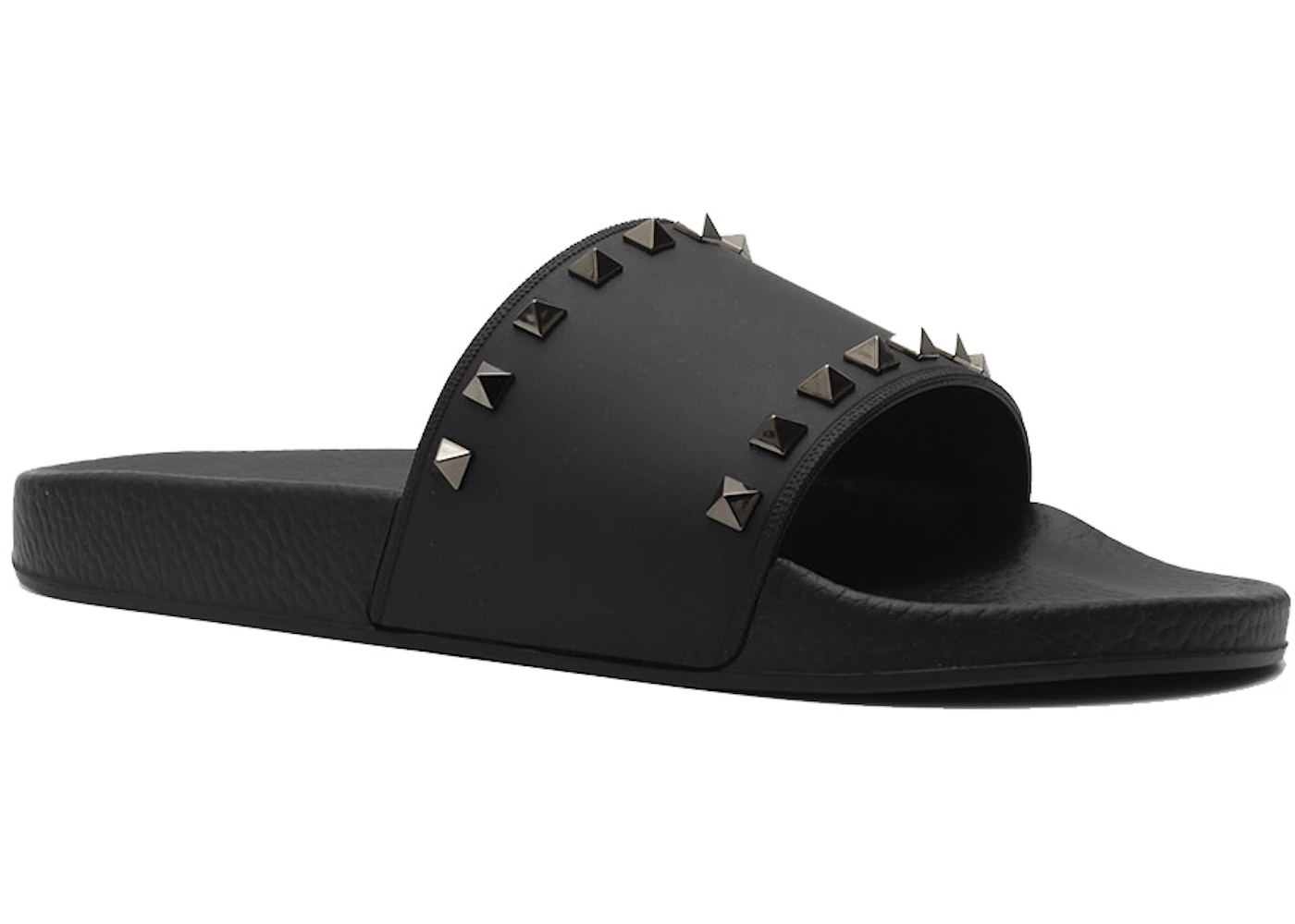 Valentino Rockstud Slides Black Rubber