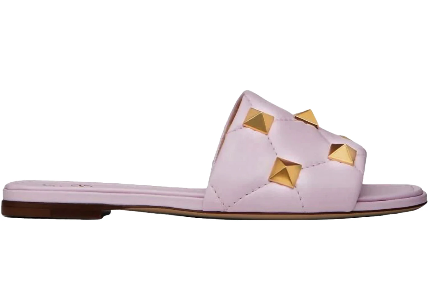 Valentino Roman Stud Flat Sandals Pink 