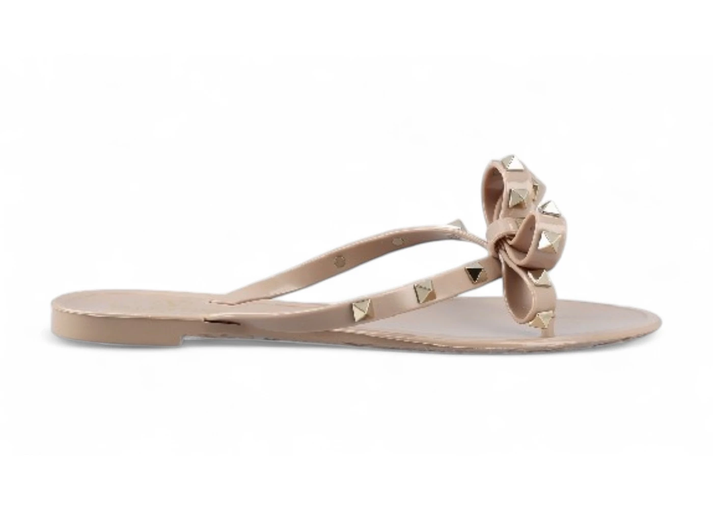 Valentino Rubber Rockstud Thong Pale Pink 