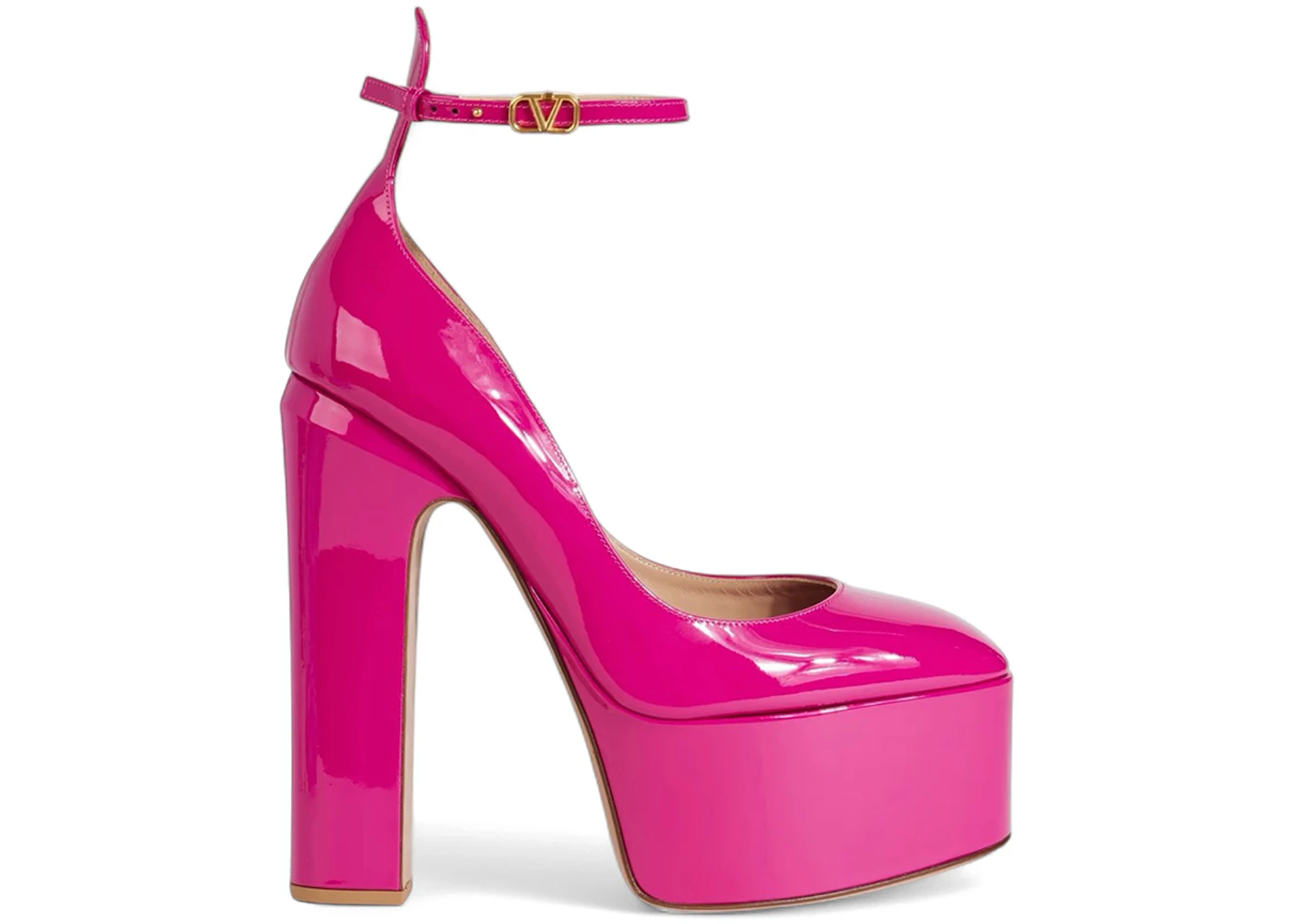 Valentino Tan-Go 155 Patent Leather Platform Pumps Pink 