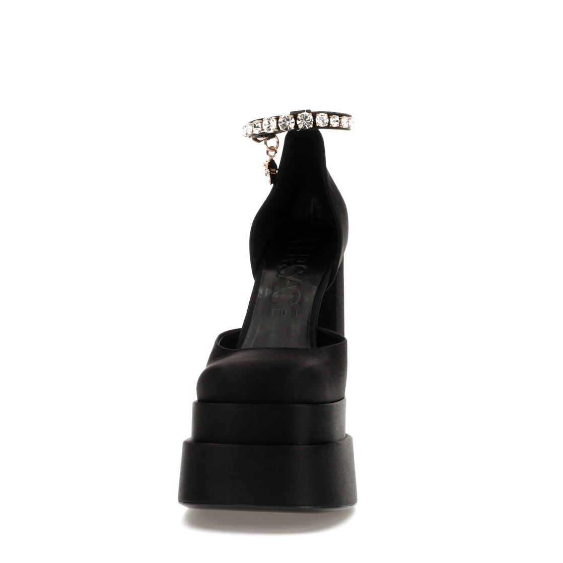 Vue 11 de Versace Medusa Aevitas 155mm Platform Pumps Black Satin
