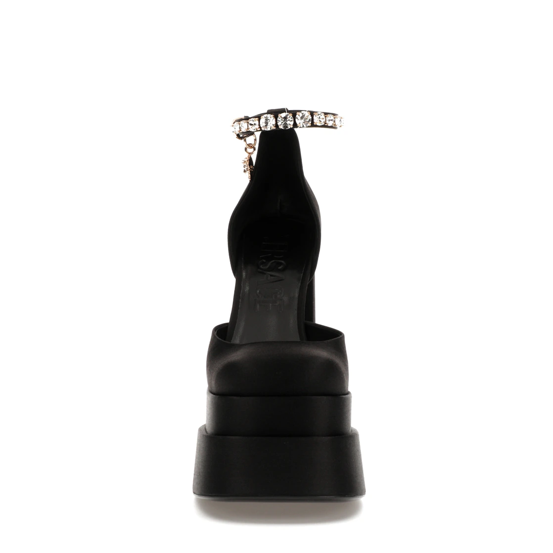 Vue 10 de Versace Medusa Aevitas 155mm Platform Pumps Black Satin