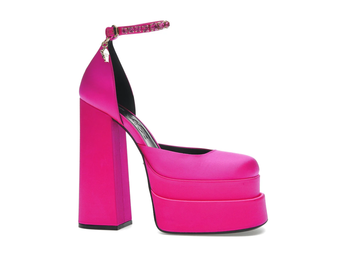 Vue 2 de Versace Medusa Aevitas 155mm Platform Pumps Deep Fuschia
