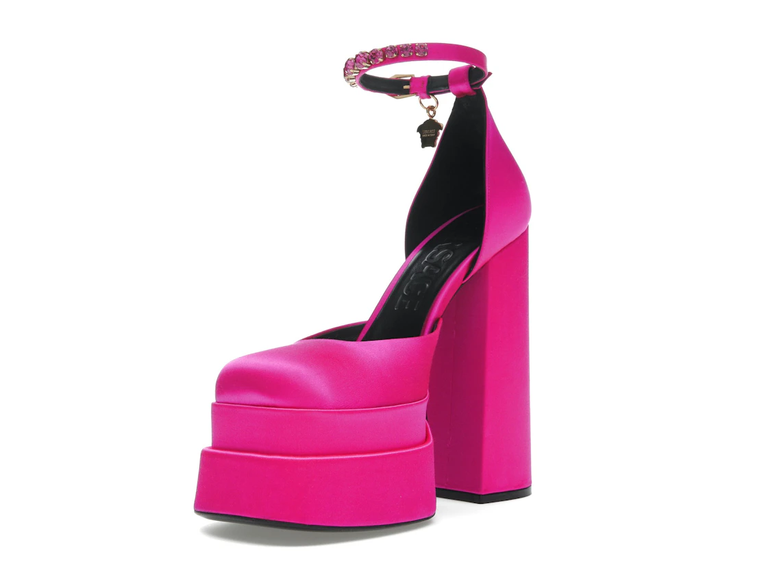 Vue 14 de Versace Medusa Aevitas 155mm Platform Pumps Deep Fuschia