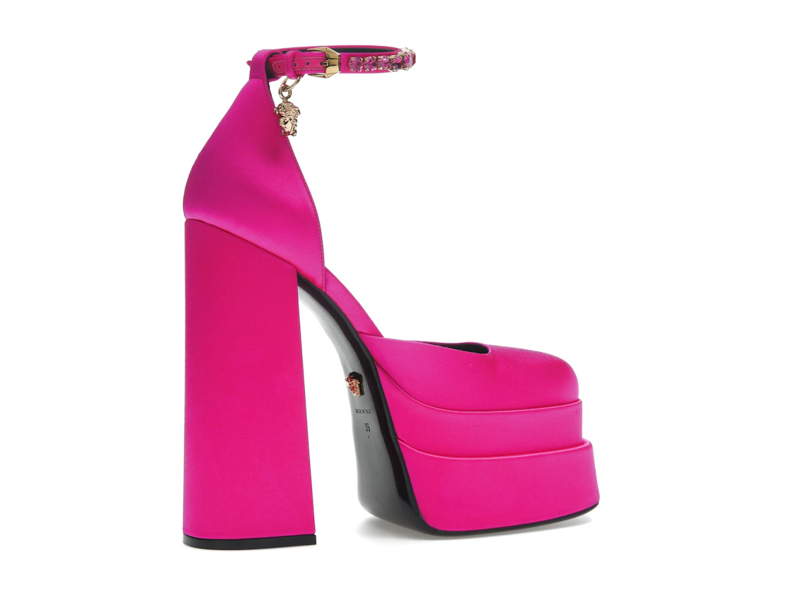 Vue 34 de Versace Medusa Aevitas 155mm Platform Pumps Deep Fuschia