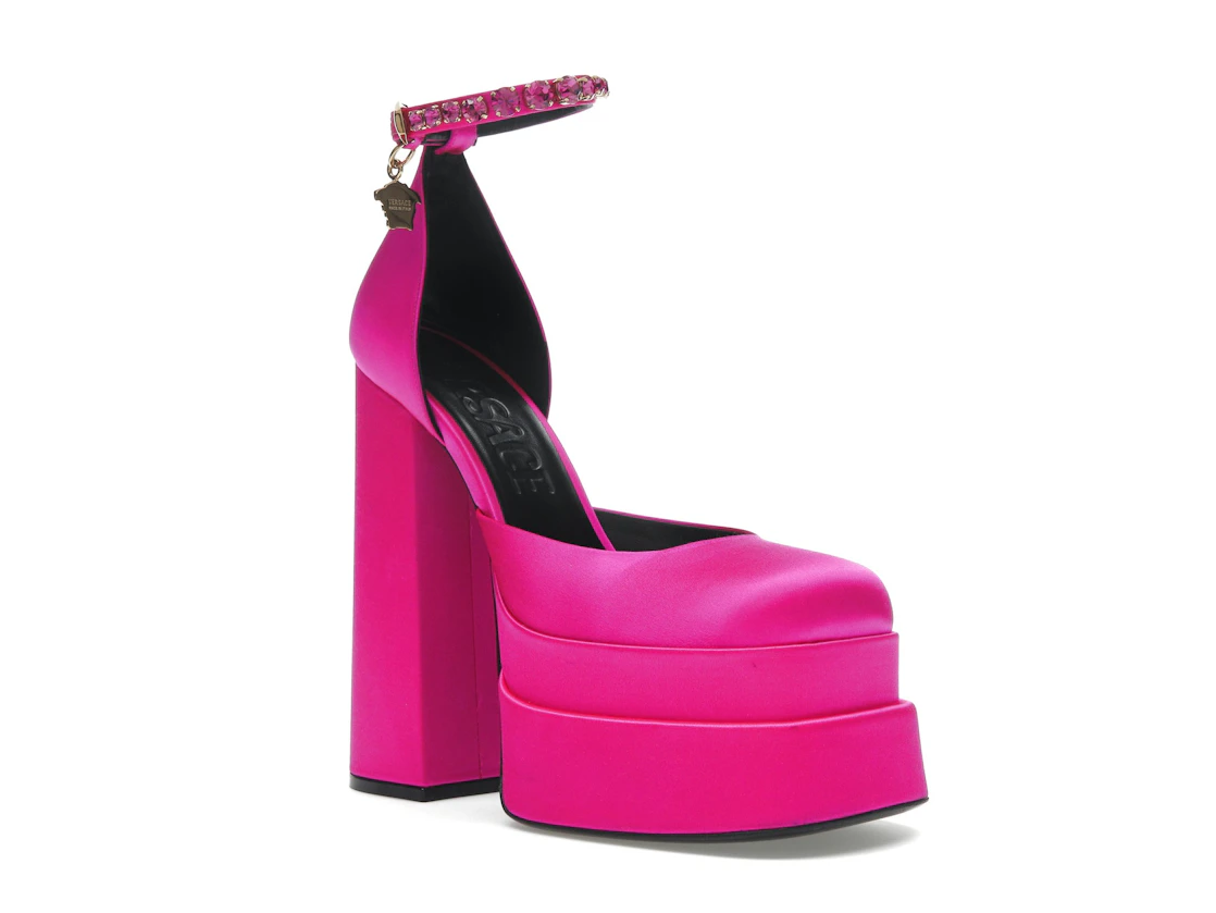 Vue 5 de Versace Medusa Aevitas 155mm Platform Pumps Deep Fuschia
