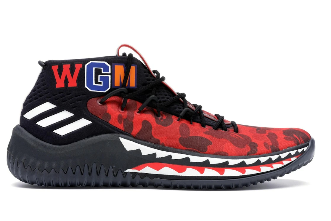 Vue 1 de adidas Dame 4 A Bathing Ape Red