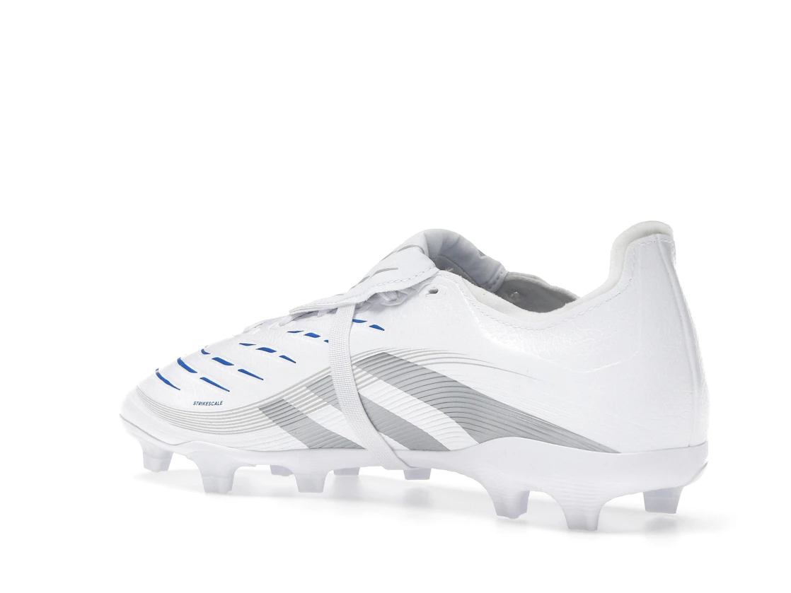 Vue 23 de adidas Predator League Fold-Over Tongue FG/MG Cloud White Silver Metallic Bright Royal