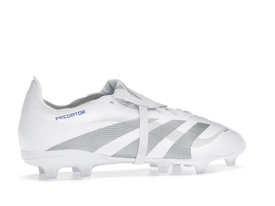 Vue 35 de adidas Predator League Fold-Over Tongue FG/MG Cloud White Silver Metallic Bright Royal