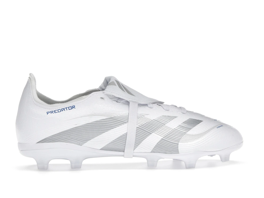 Vue 36 de adidas Predator League Fold-Over Tongue FG/MG Cloud White Silver Metallic Bright Royal