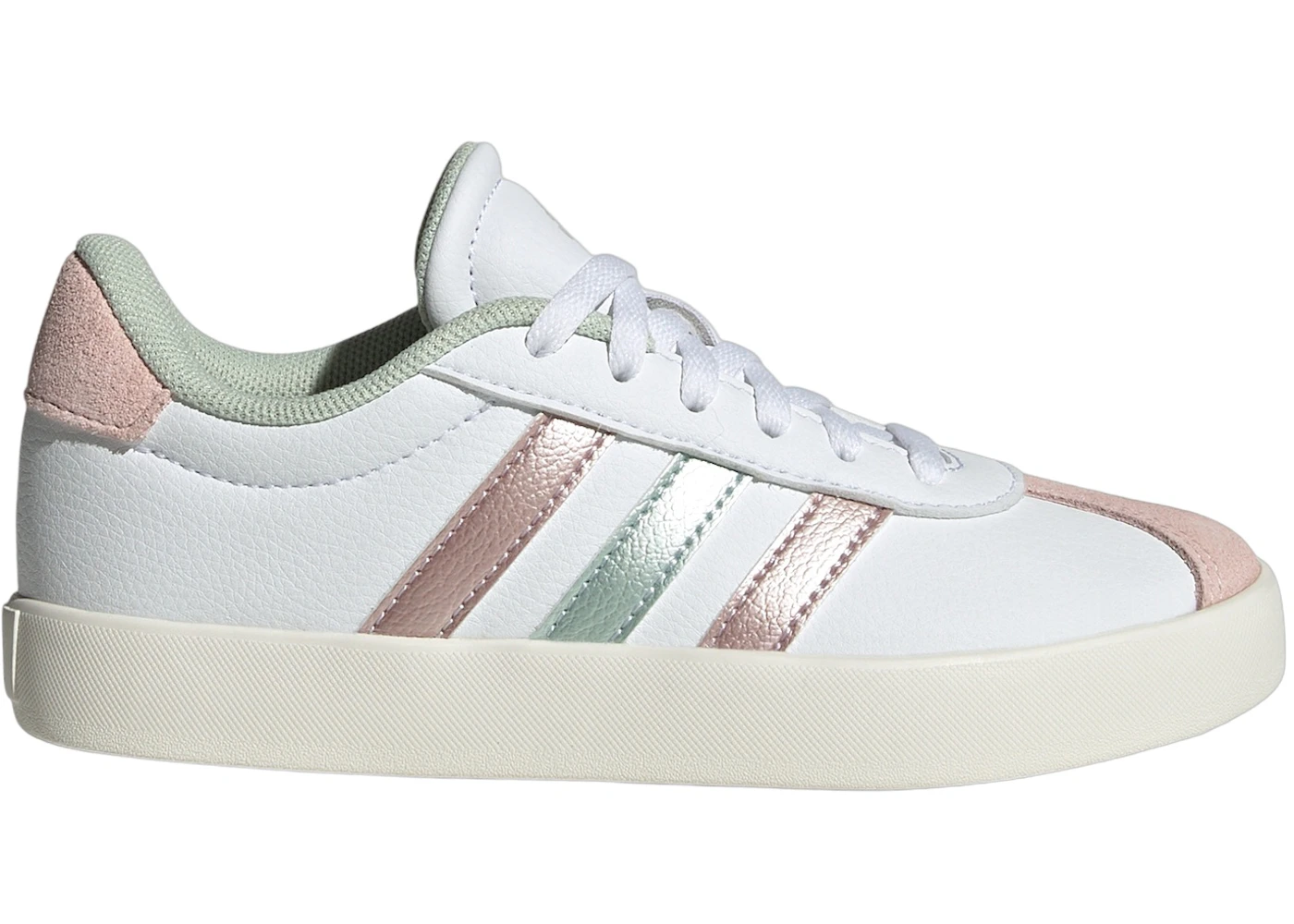 adidas VL Court 3.0 Cloud White Linen Green Met. Sandy Pink Met. (GS)
