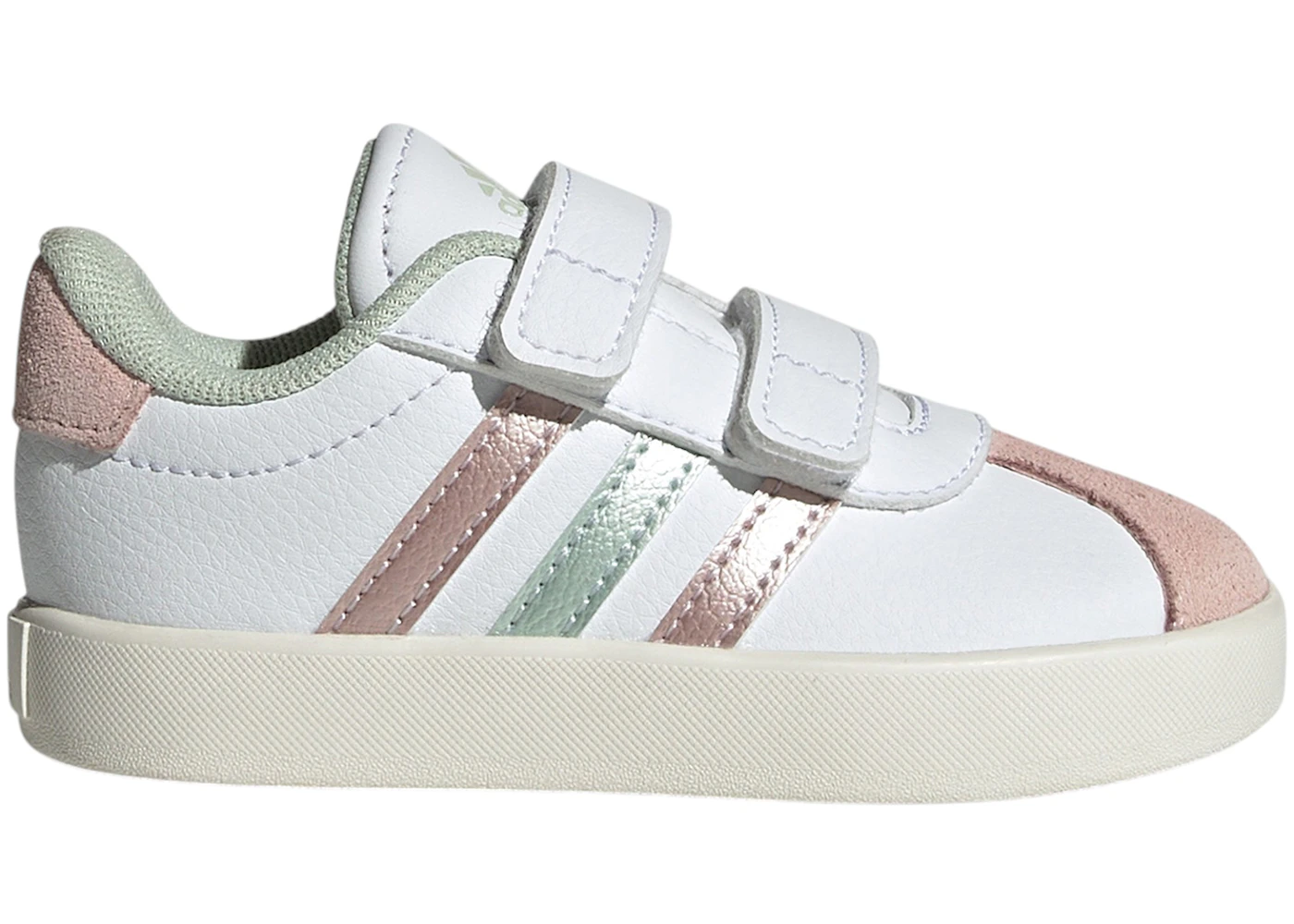 adidas VL Court 3.0 Cloud White Linen Green Met. Sandy Pink Met. (TD)